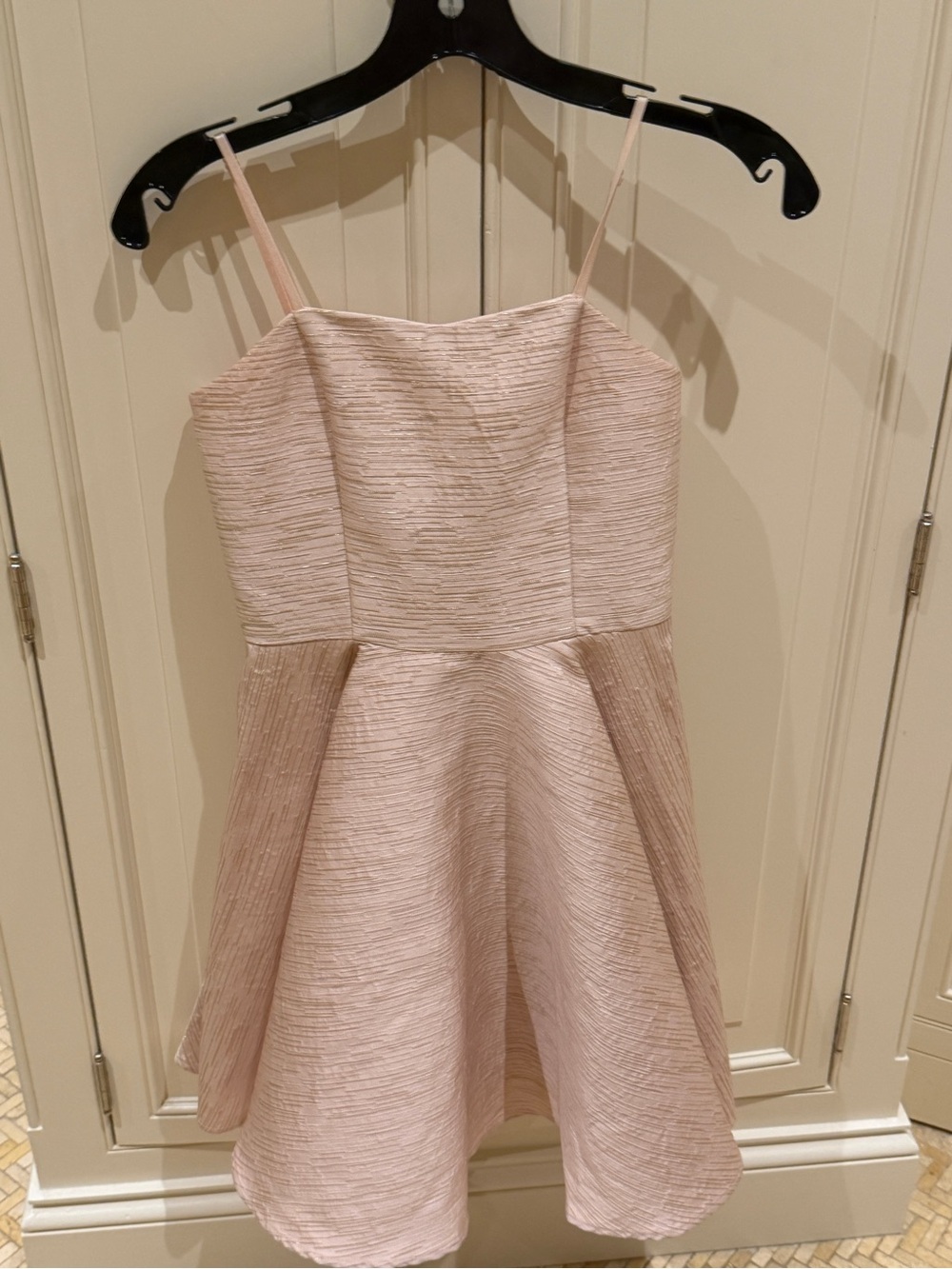 Girls' Blush Textured Spaghetti-Strap Party Dress